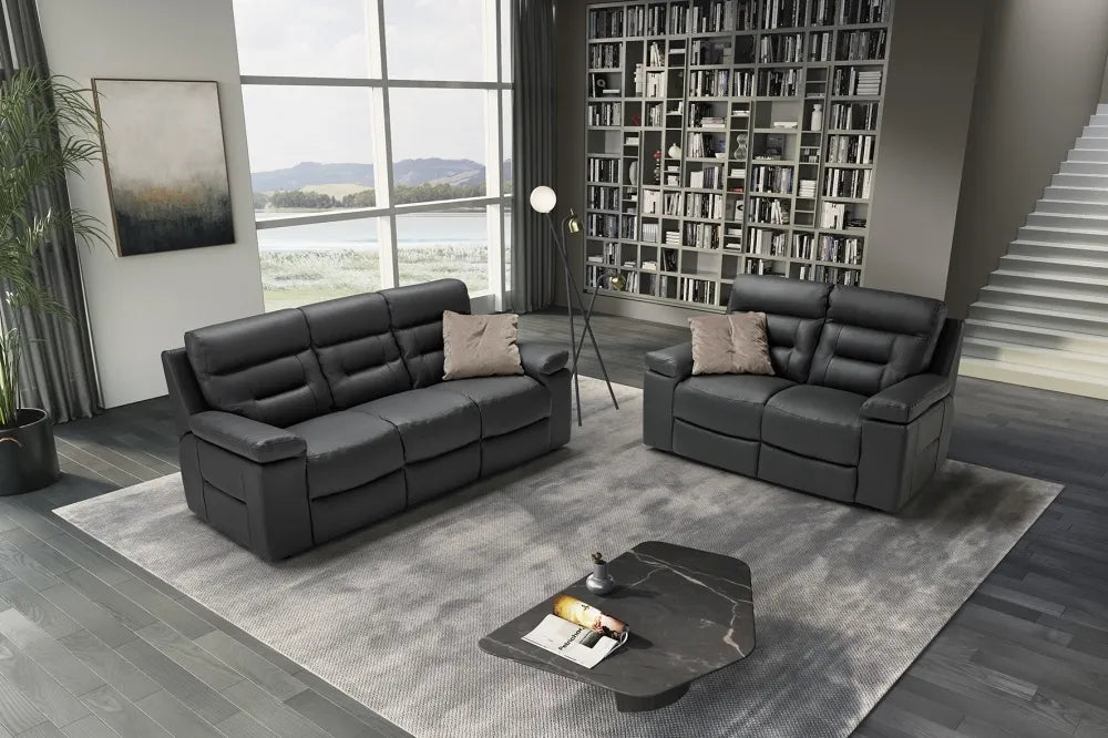 Amalfi 3 Seater Dark Grey Italian Recliner Sofa