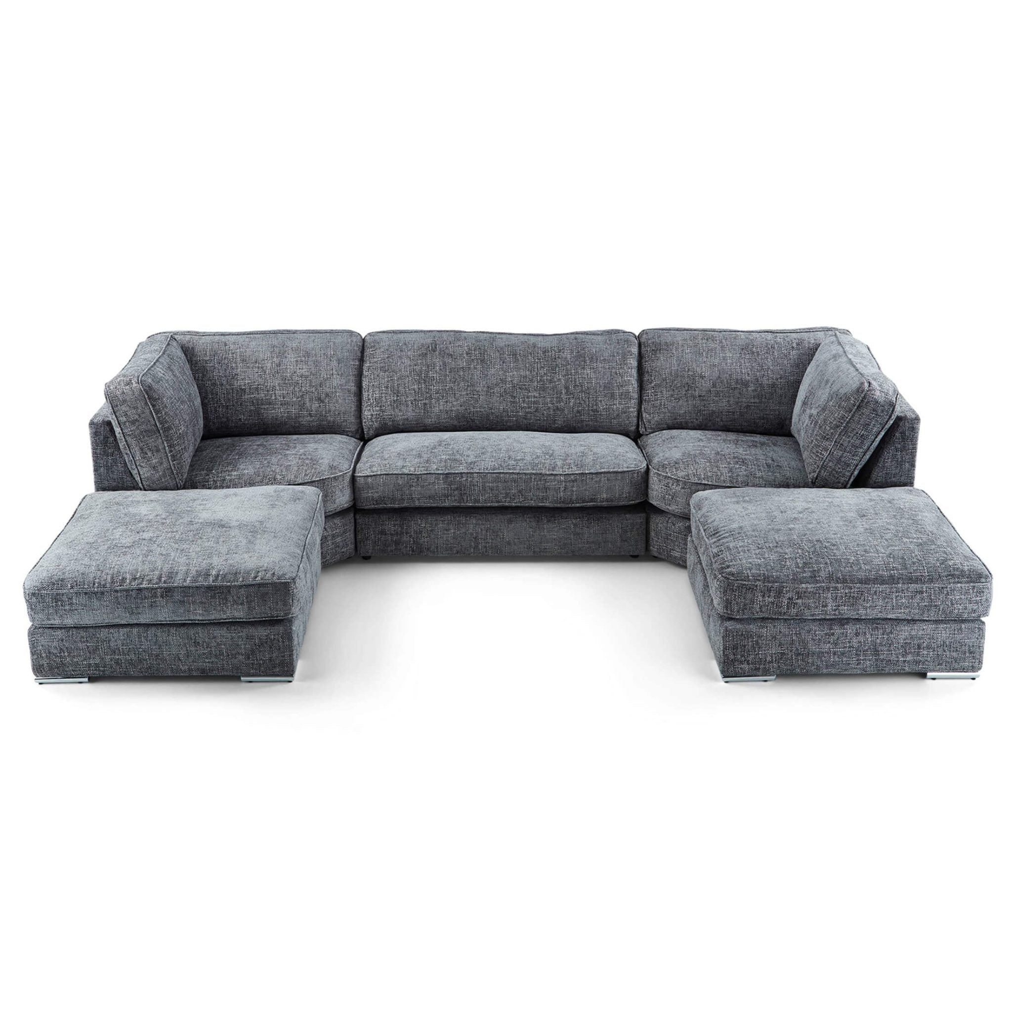 Ashby U-Shaped Fabric Grey Sofa