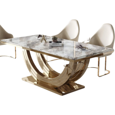 Midas Marble Dining Table With Stainless Steel Base Gold